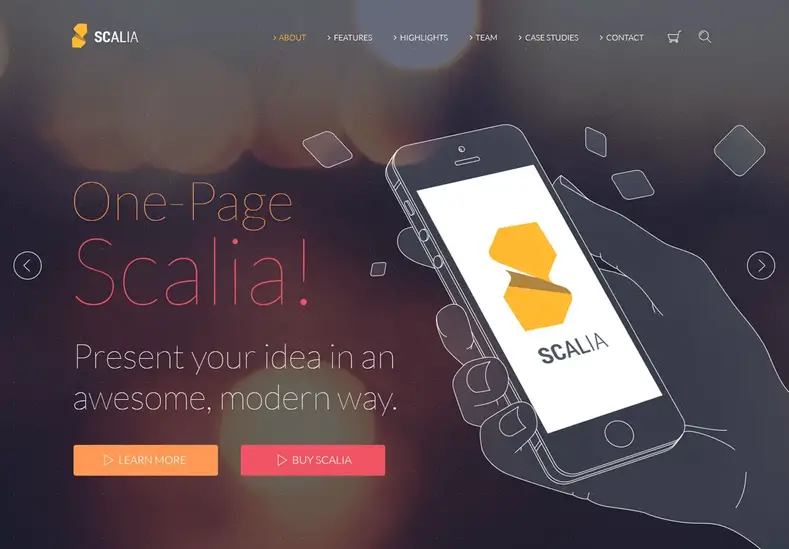 Tema de paralaxe de uma página Scalia