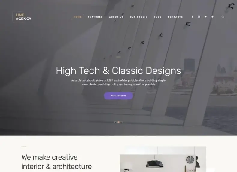 Agência de Linha |  Tema WordPress de Design de Interiores e Arquitetura