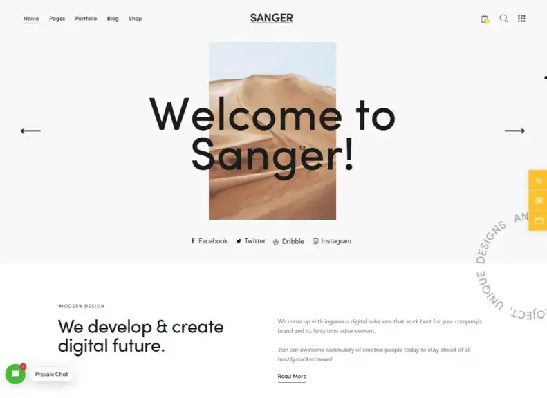 Sanger – Osobné portfólio pre kreatívy Téma WordPress