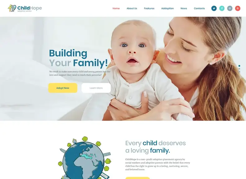 ChildHope |  Služba adopcie detí a charitatívna téma WordPress