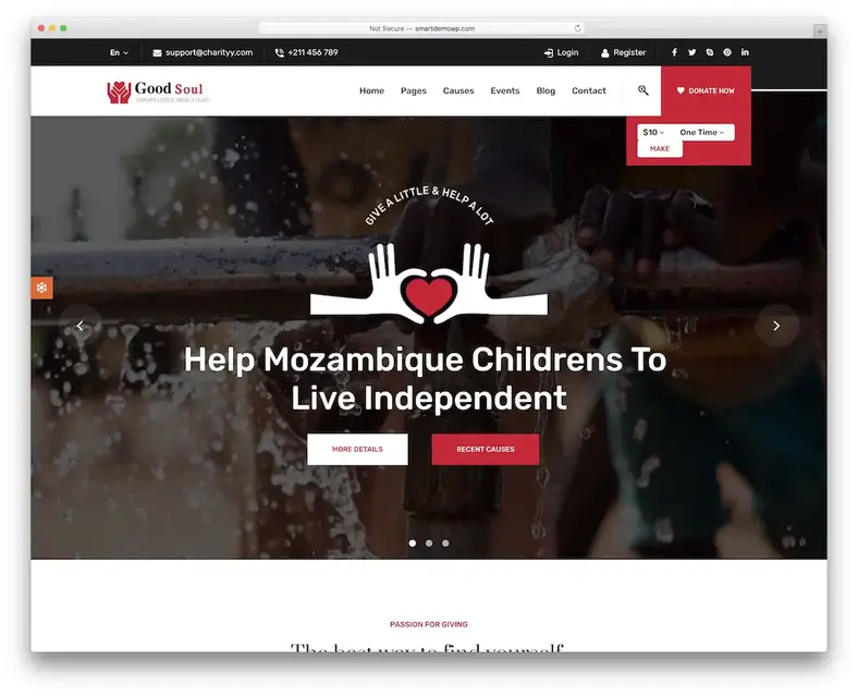 tema wordpress de angariação de fundos goodsoul