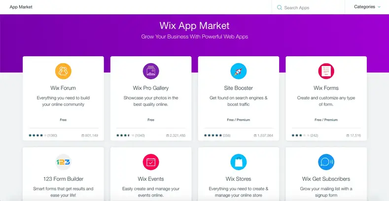 سوق تطبيقات Wix