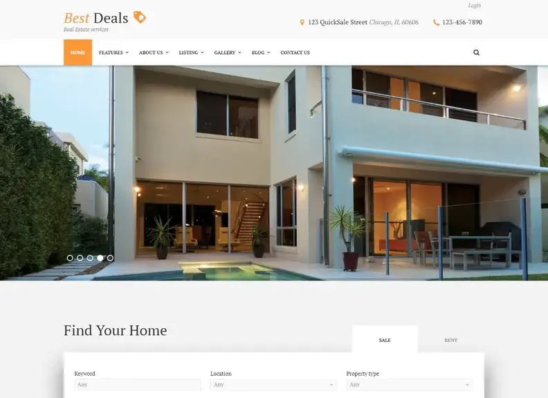 Migliori offerte |  Un moderno tema WordPress per l'affitto e la vendita di proprietà