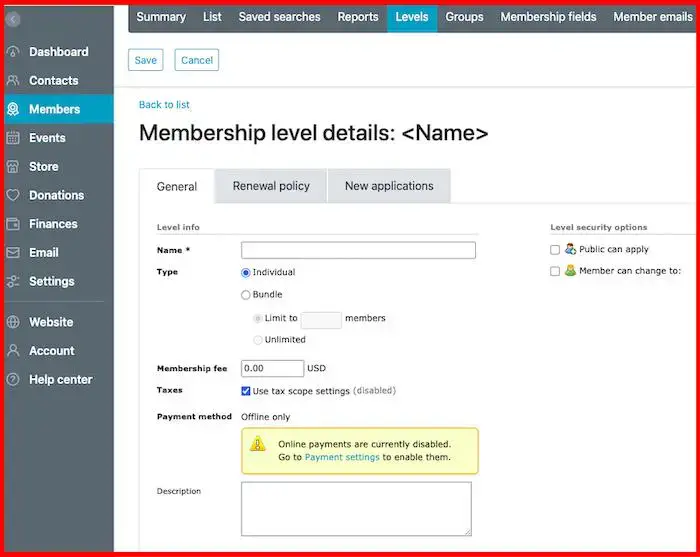 Configure os níveis de adesão