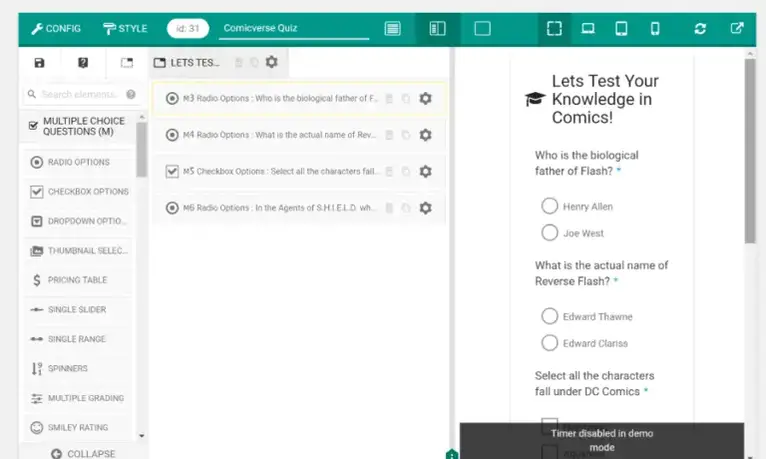 interface de formulário