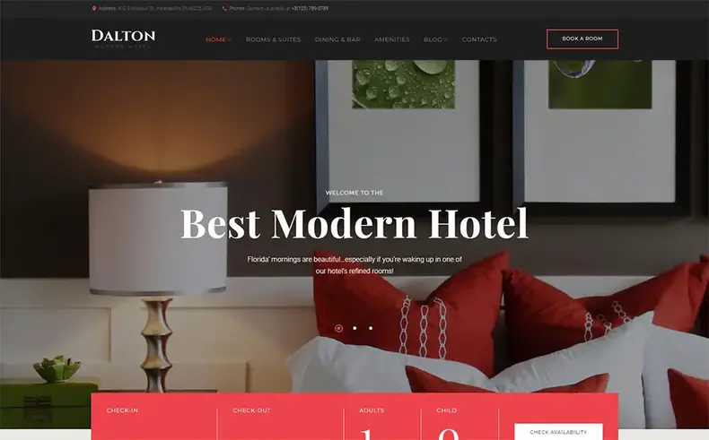 Thème WordPress moderne pour les hôtels