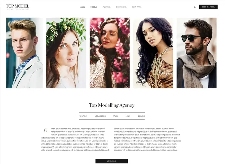 Top Model - Thème WordPress pour agence de mannequins
