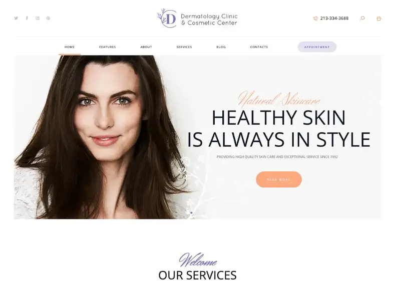 D&C |  Tema WordPress del centro di dermatologia e cosmetologia