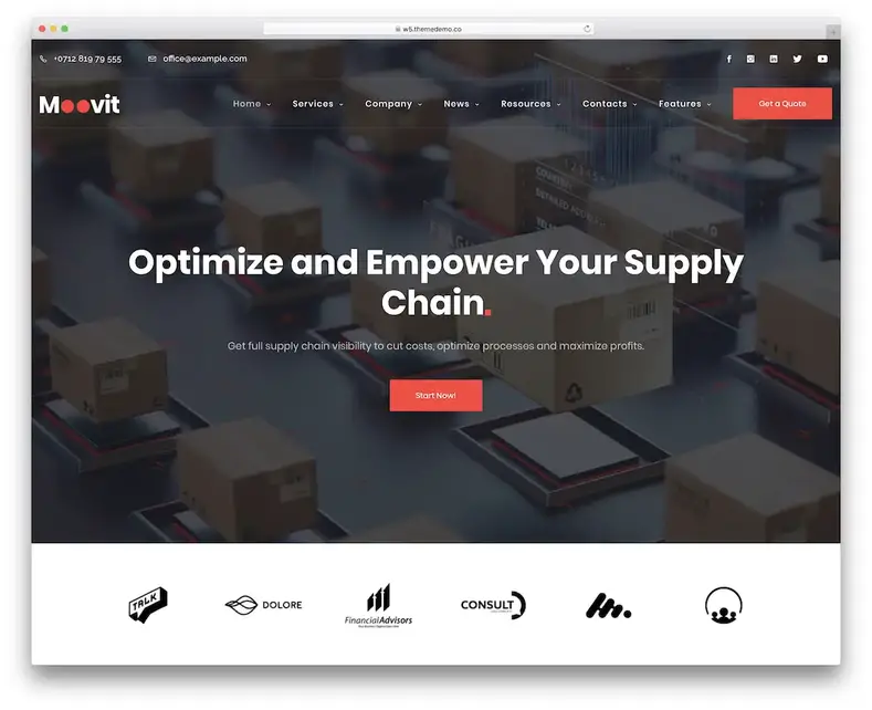 thème wordpress de la logistique du fret moovit
