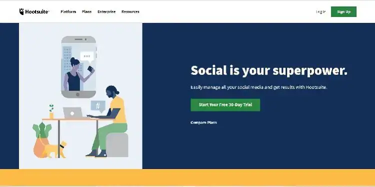 صفحة HootSuite الرئيسية