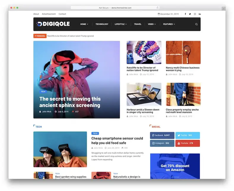thème du journal wordpress digiqole