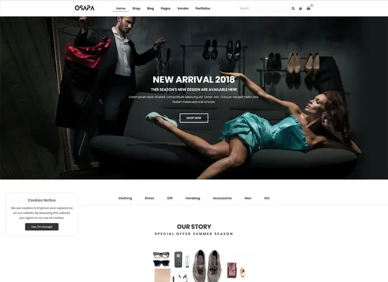 Osapa - Tema WordPress per WooCommerce di moda e stile di vita minimalista pulito