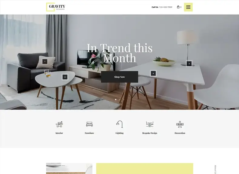 gravité |  Un thème WordPress de luxe pour la décoration d'intérieur contemporaine et le magasin de meubles