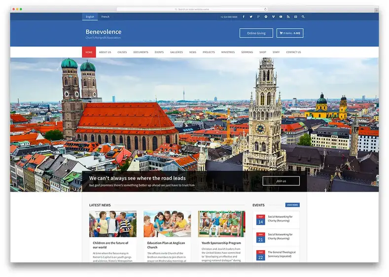 tema WordPress de igreja criativa de benevolência