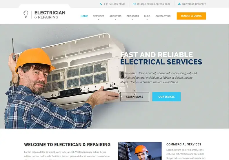 Électricien et réparation - HTML