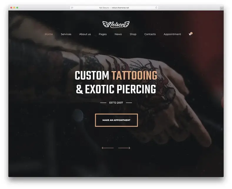 thème wordpress du salon de tatouage nelson