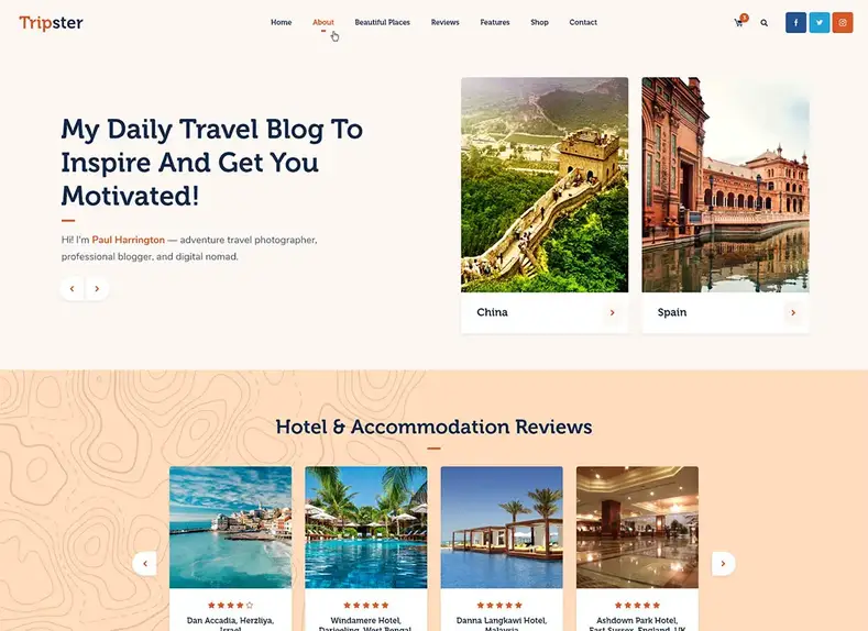 Tripster - Blog WordPress sur les voyages et le style de vie
