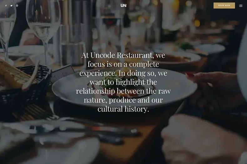 Uncode - Tema WordPress de restaurante moderno