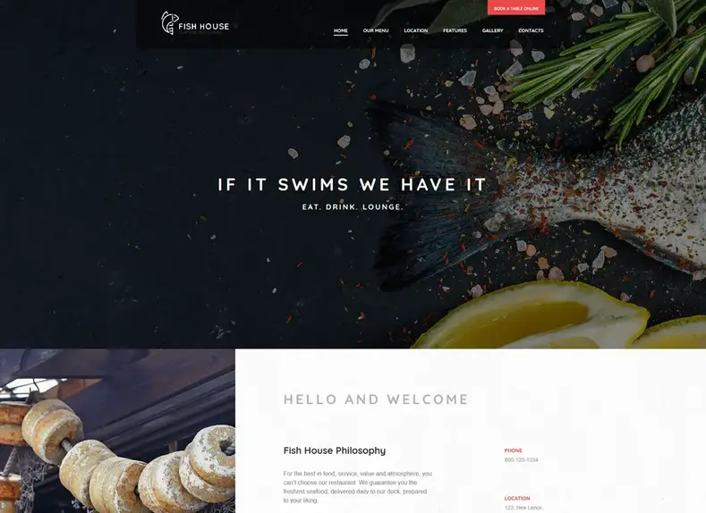 Fish House - Un thème WordPress élégant pour un restaurant / café / bar de fruits de mer