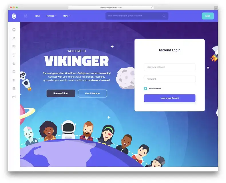 thème wordpress vikinger buddypress