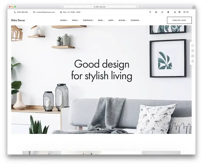 thème wordpress de design d'intérieur ekko
