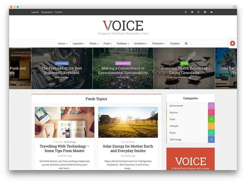 hlas - téma wordpress s plochým dizajnom