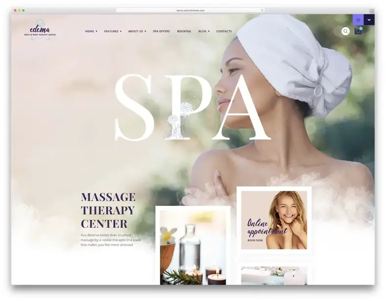 thème wordpress du salon spa œdème