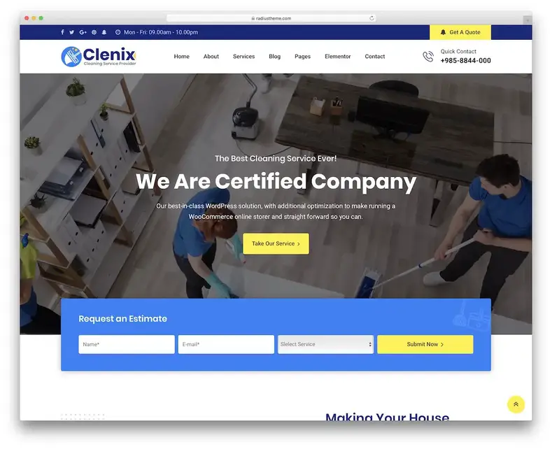 thème wordpress d'entreprise locale clenix