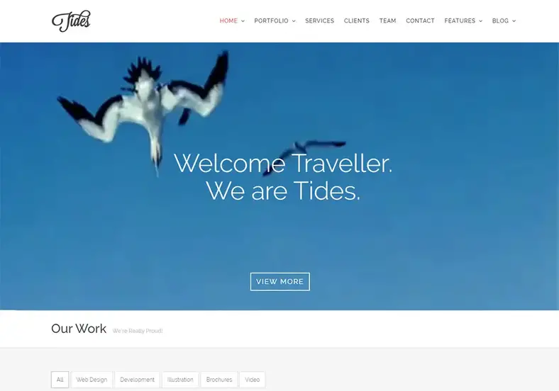 Fundo de vídeo de temas WordPress de marés