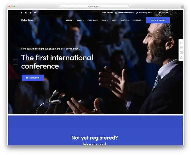 tema wordpress do evento ekko