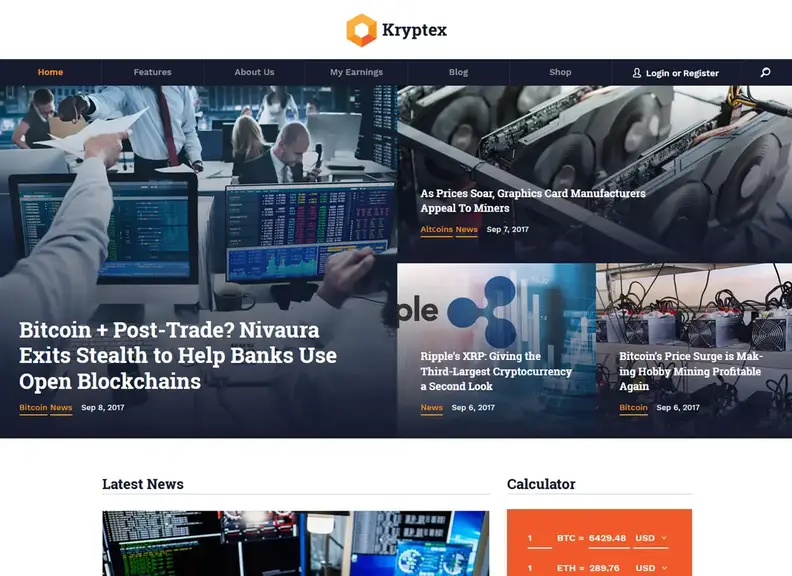Kryptex |  Tema WordPress per criptovalute e mining