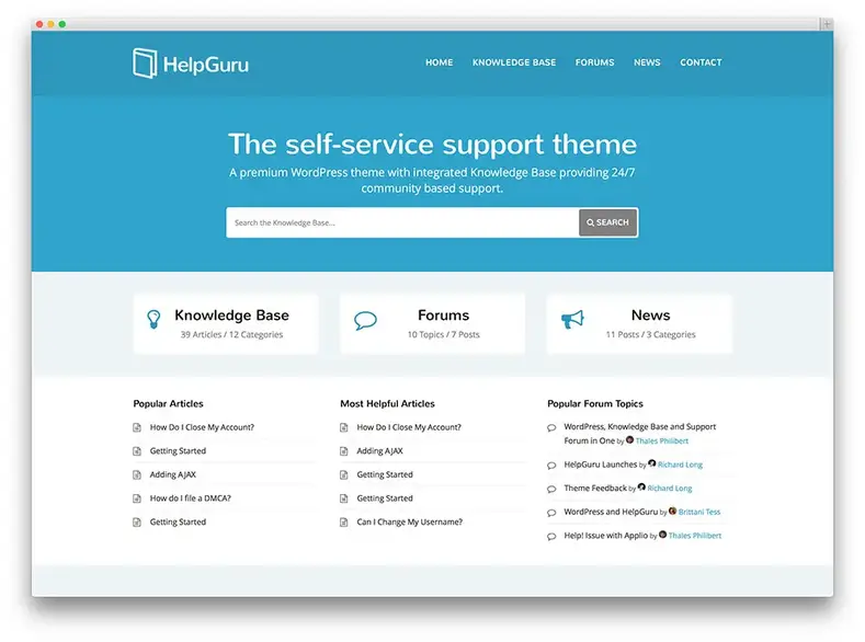 helpguru suporte técnico acessível tema wordpress