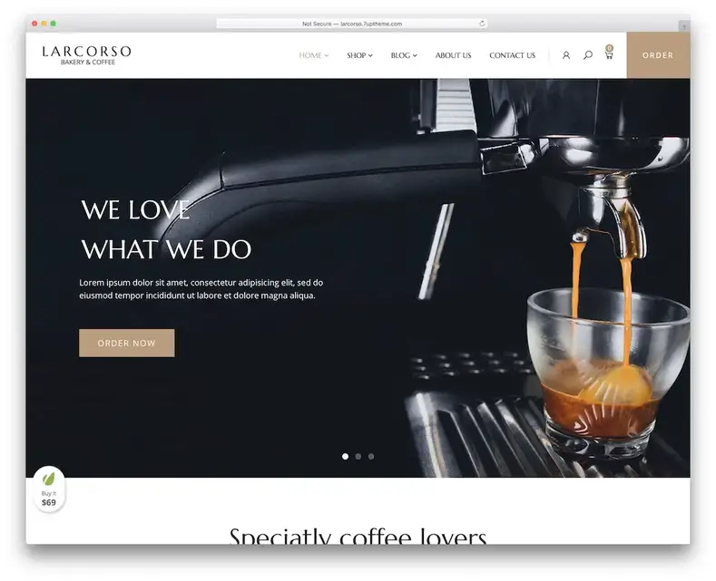 tema wordpress kedai kopi larcorso