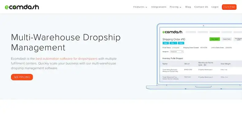 Ecomdash Multi Warehouse دروبشيبينغ أداة البرمجيات