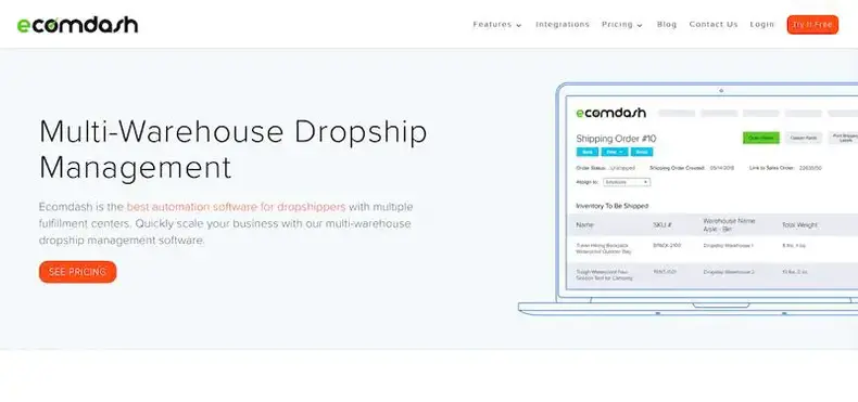 Ecomdash Multi Warehouse Dropshipping software værktøj