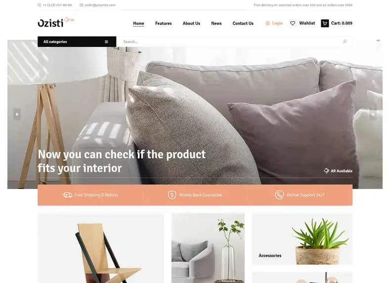 Ozisti |  Un thème WordPress multi-concept WooCommerce pour magasin de réalité augmentée prêt