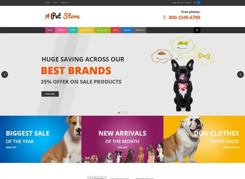 Evcil hayvan dükkanı |  Evcil Hayvanlar ve Veterinerler için WordPress WooCommerce Teması