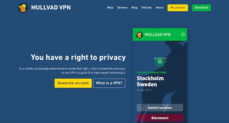 Bedste VPN -tjenester i 2019: Mullvad VPN