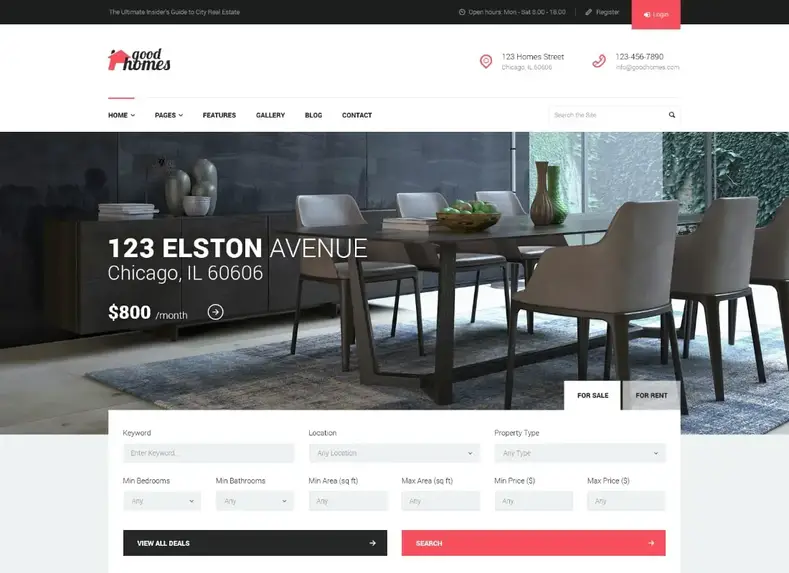 Boas casas |  Um Tema WordPress Imobiliário Contemporâneo