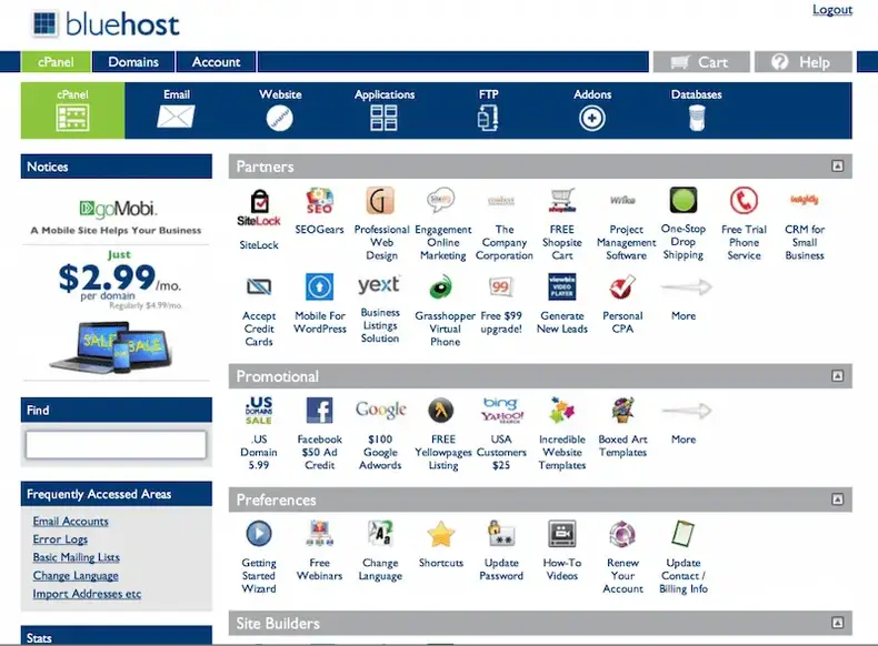 Bluehost: cPanel web hosting áttekintés