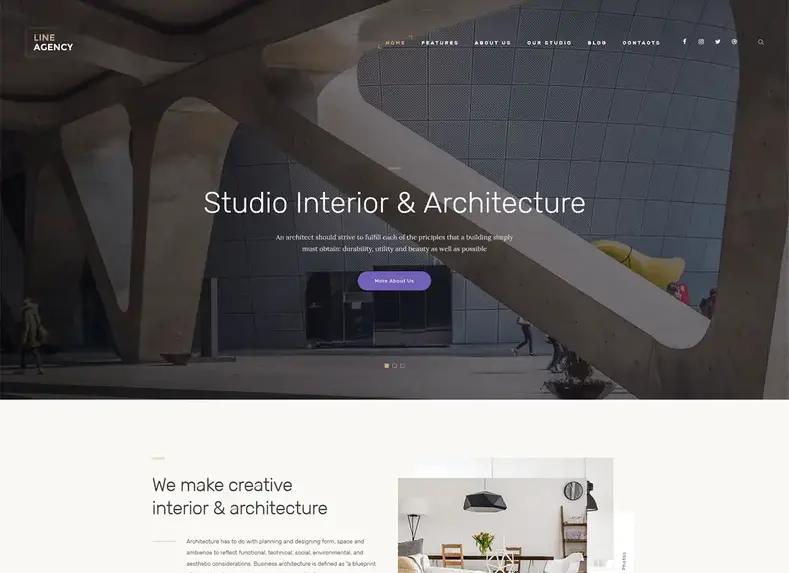 Line Agency - Desain Interior & Arsitektur Tema WordPress