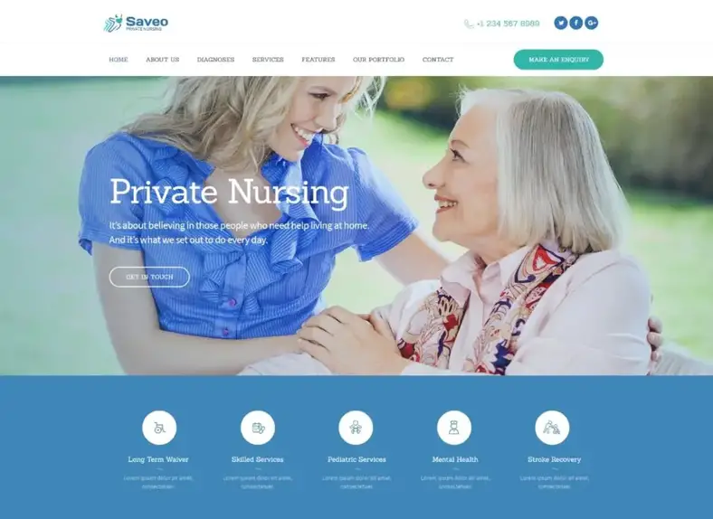 Saveo |  Thème WordPress pour les agences privées de soins infirmiers et de soins à domicile