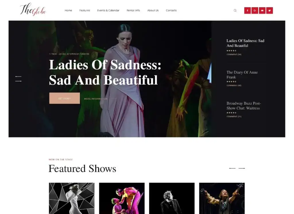 Os Tende |  Tema WordPress para Escola de Artes e Teatro