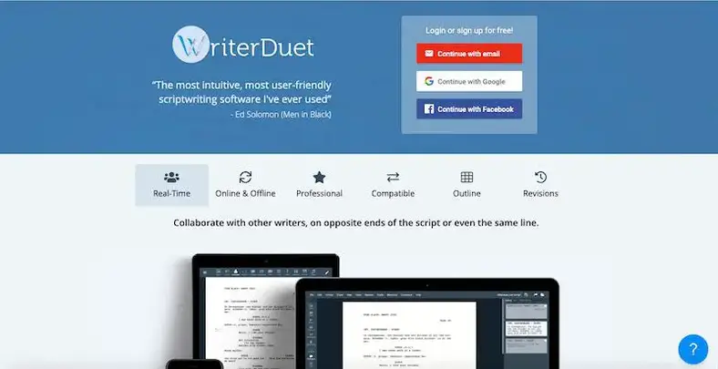 Melhor software de roteiro: WriterDuet