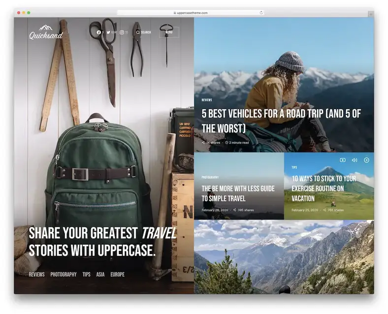 tema de revista de viagem em letras maiúsculas