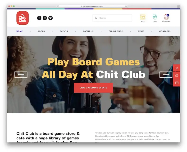 tema do wordpress dos jogos do clube do chit