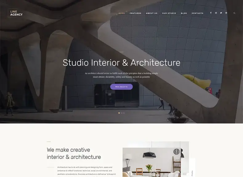 Line Agency - Tema WordPress de Design de Interiores e Arquitetura