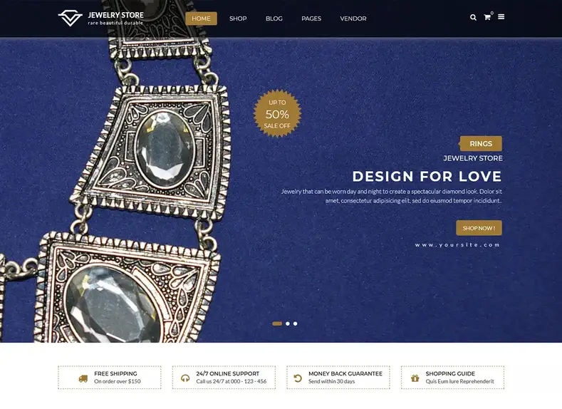 Karo - Thème WordPress WooCommerce adapté aux bijoux et diamants faits à la main