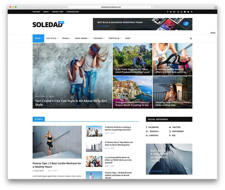 Soledad - thème WordPress magazine plus rapide