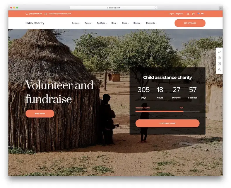 tema wordpress ekko caridade